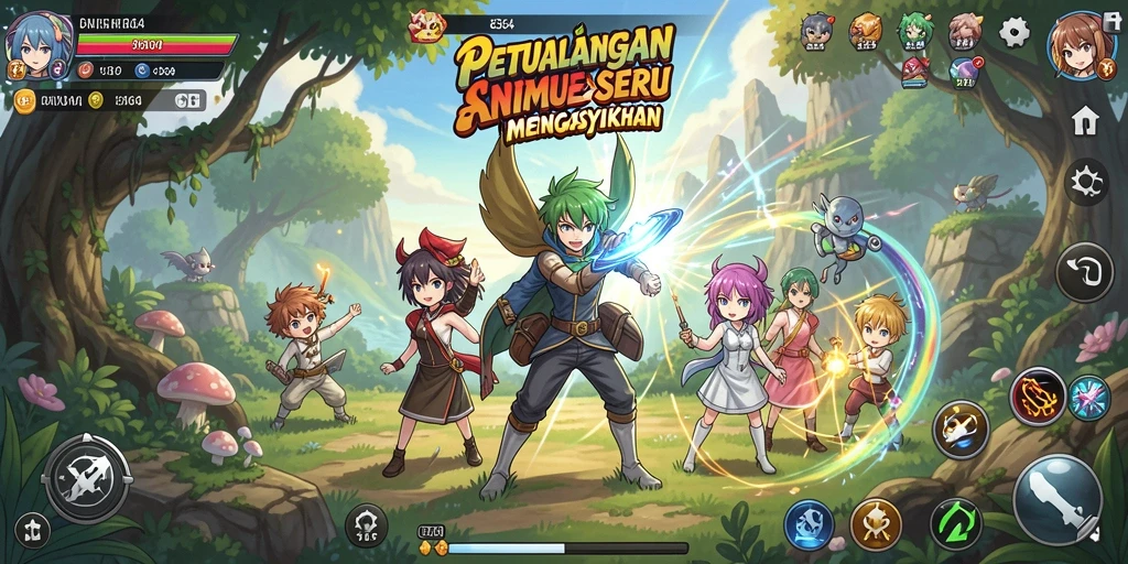 Screenshot gameplay 8364 yang menampilkan karakter Anime beraksi.