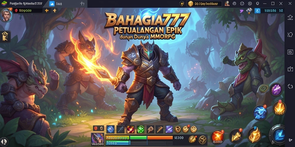 Tampilan adegan gameplay seru di BAHAGIA777, menunjukkan pertarungan MMORPG yang mendebarkan.