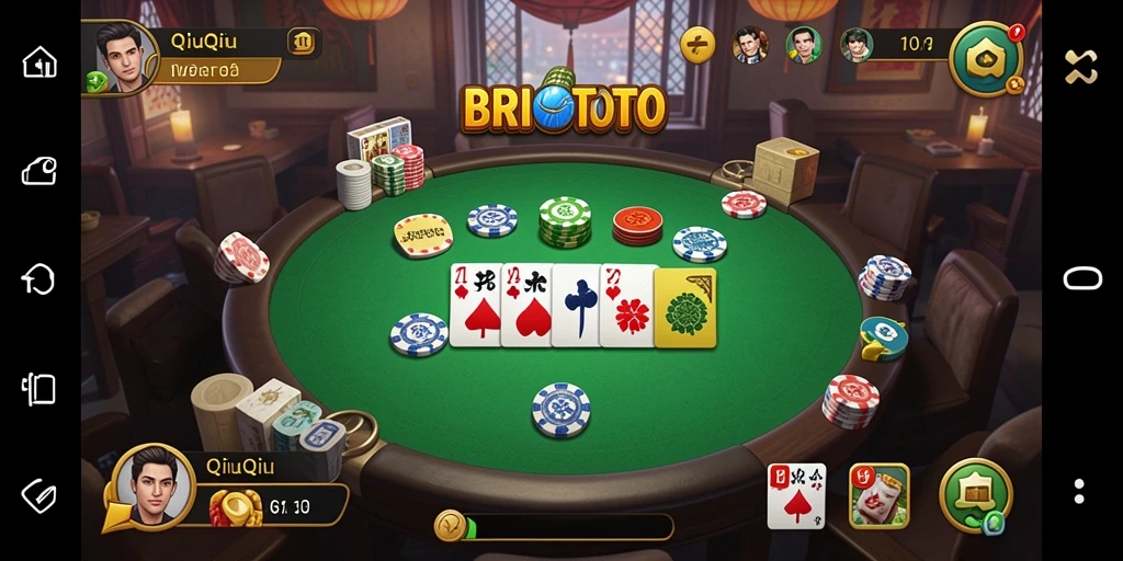 Screenshot BRIOTOTO menampilkan aksi permainan QiuQiu yang mendebarkan.