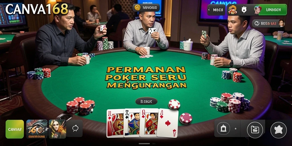 Tampilan permainan poker yang mendebarkan dan interaktif di CANVA168.