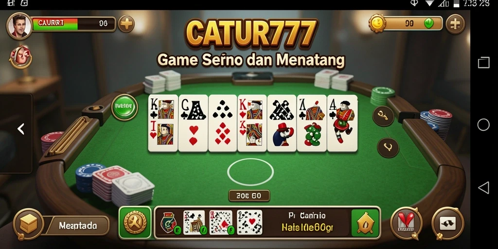Tampilan screenshot utama CATUR777 dengan aksi gameplay Domino.