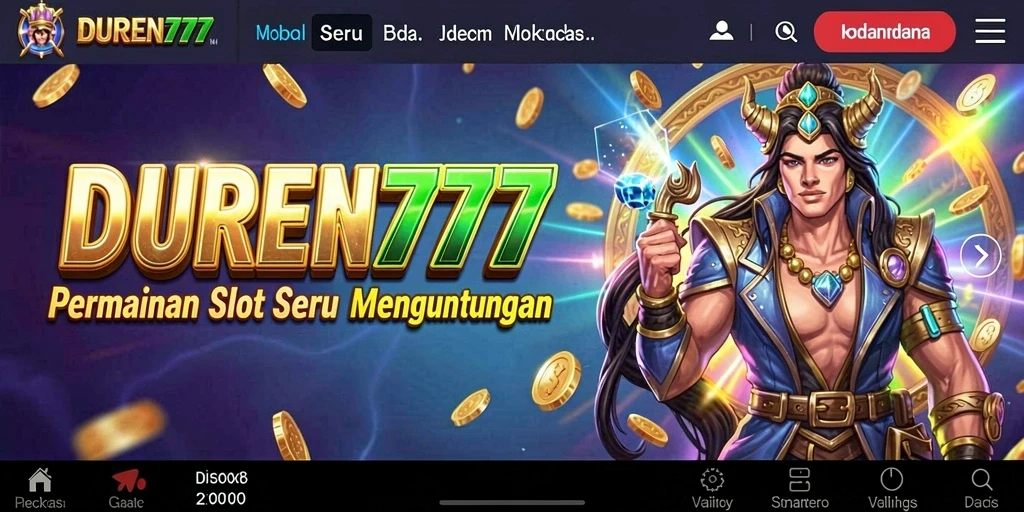 Tampilan gameplay DUREN777 dengan simbol yang menarik dan fitur bonus.