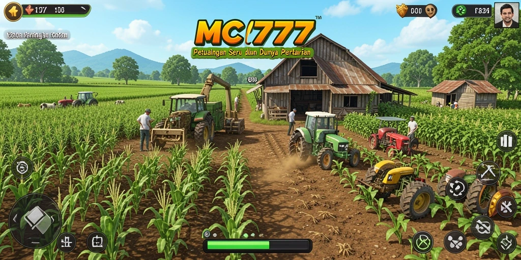 Tampilan gameplay Farming yang menakjubkan dan interaktif di MC777.