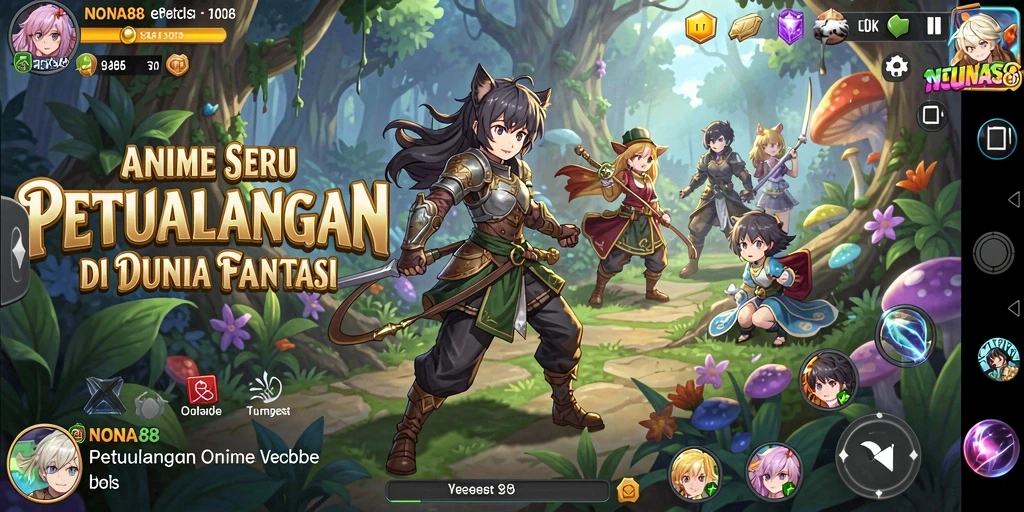 Gameplay NONA88 menunjukkan karakter Anime dalam pertempuran epik.