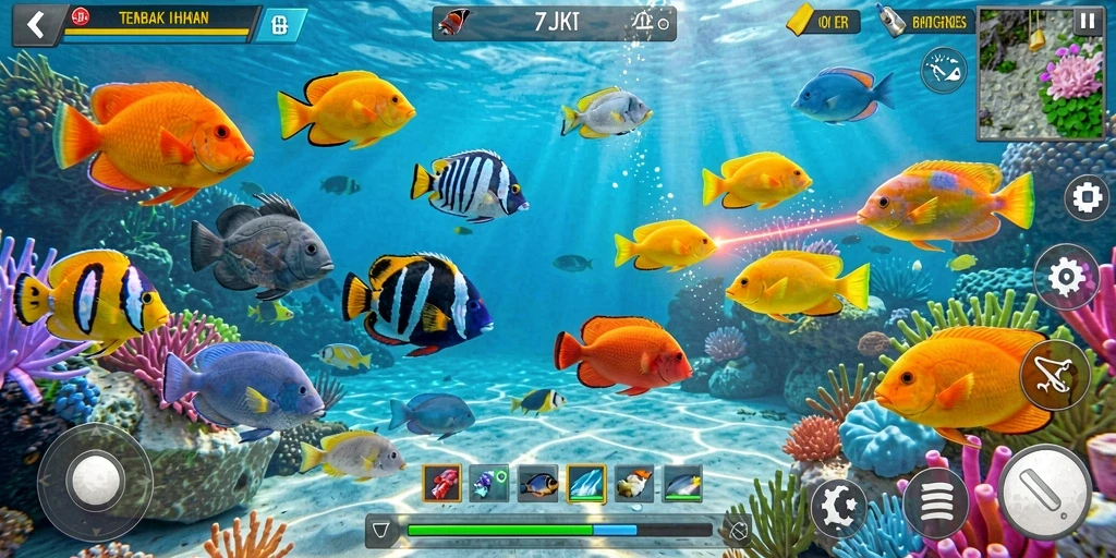 Tampilan gameplay seru Tembak Ikan di OKJKT.