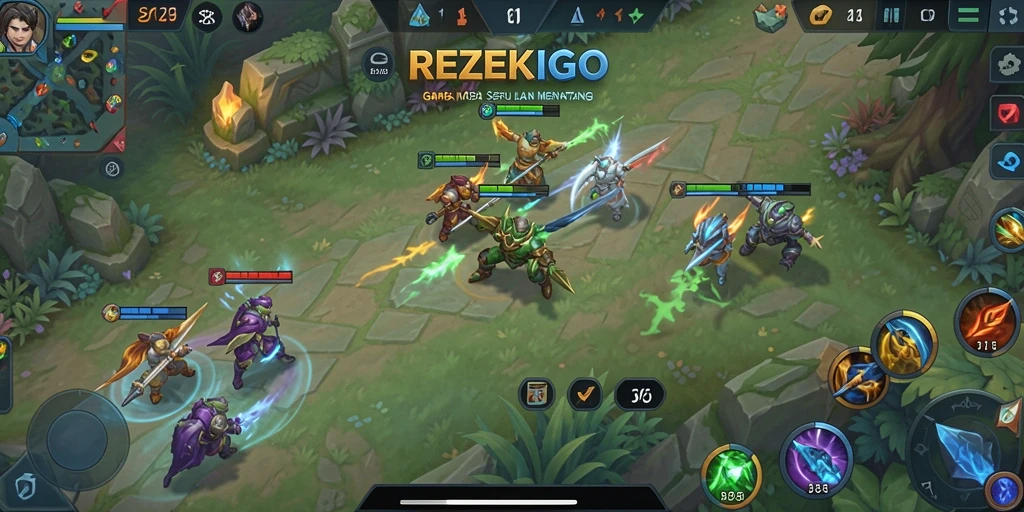 Tampilan menarik dari gameplay MOBA REZEKIGO yang menegangkan.