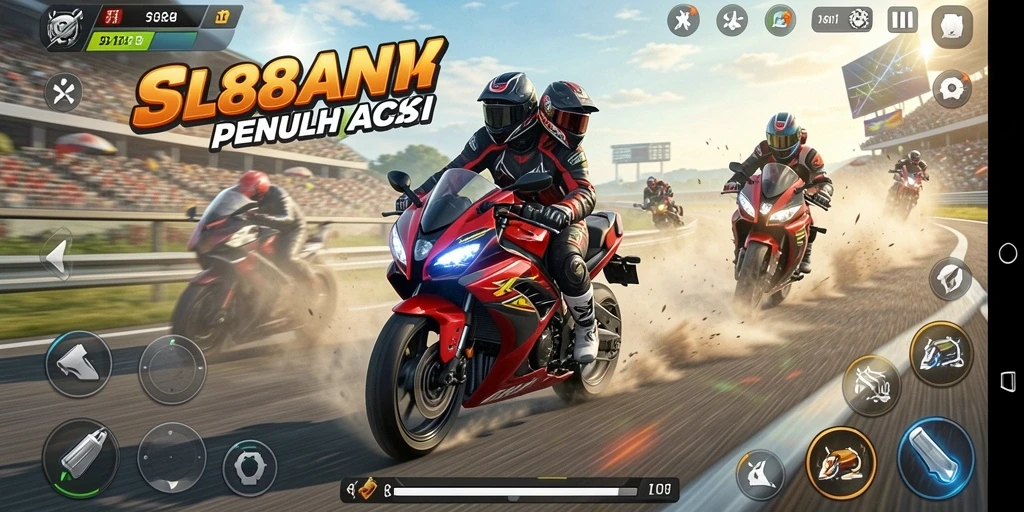 Tampilan gameplay SL888 dengan motor racing yang mengasyikkan.
