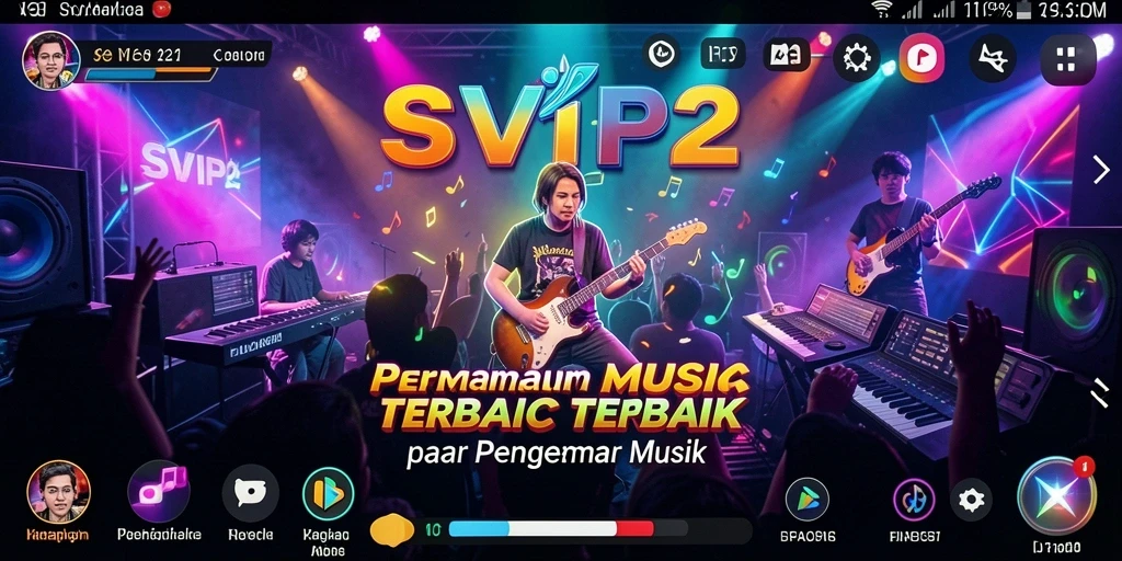 Tampilan gameplay SVIP2 dengan interaksi musik yang seru.