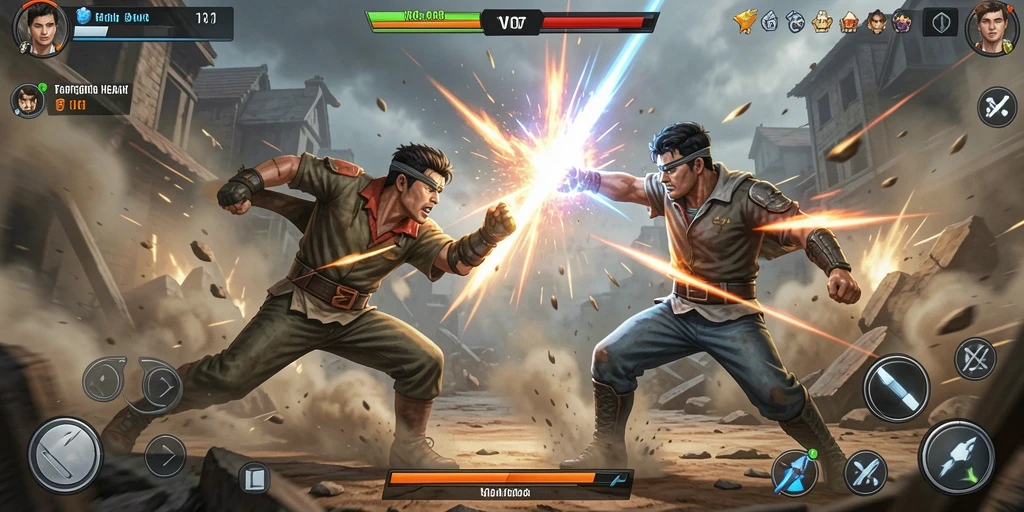 Tampilan utama gameplay V07 dengan pertarungan yang intens.